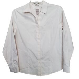 Chico's Wrinkle Resistant 100% Cotton Light Pink Long Sleeve Button-Up Shirt  L